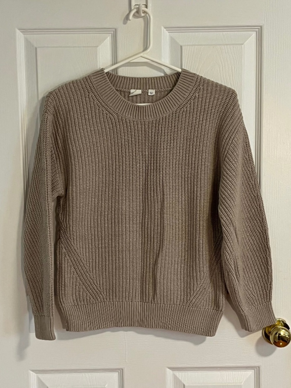 Gap Long Sleeve Knit Beige Brown Cotton Sweater